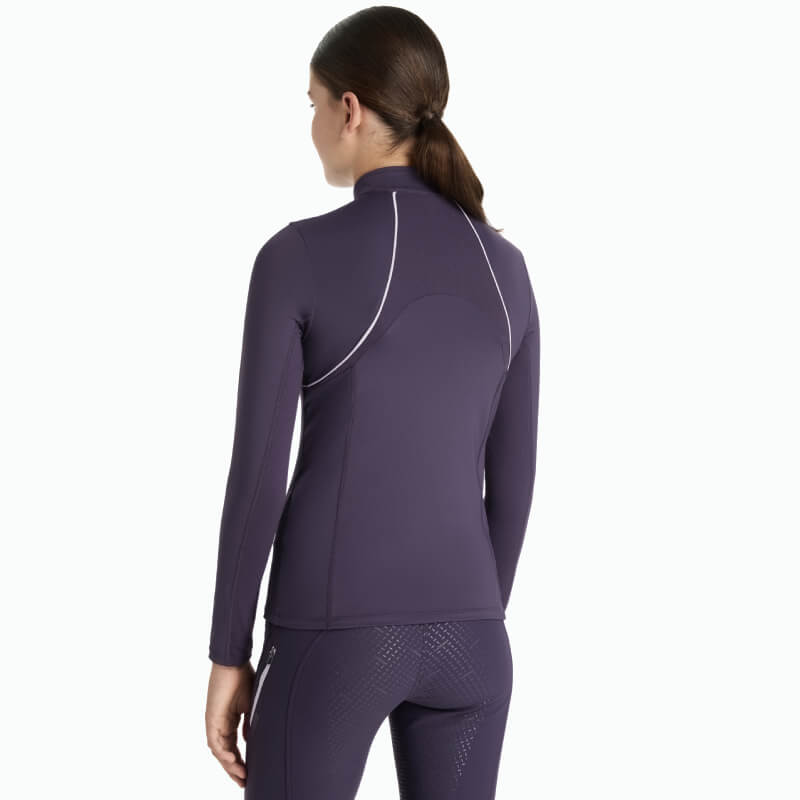 LeMieux Young Rider Mia Mesh Baselayer in Juniper, shown from the back on white.