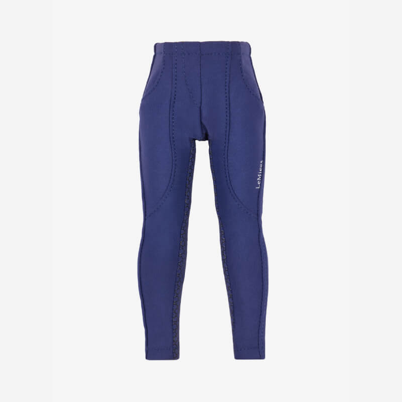 Hunter green children's leggings with visible stitching, perfect for LeMieux Toy Rider Outfit.