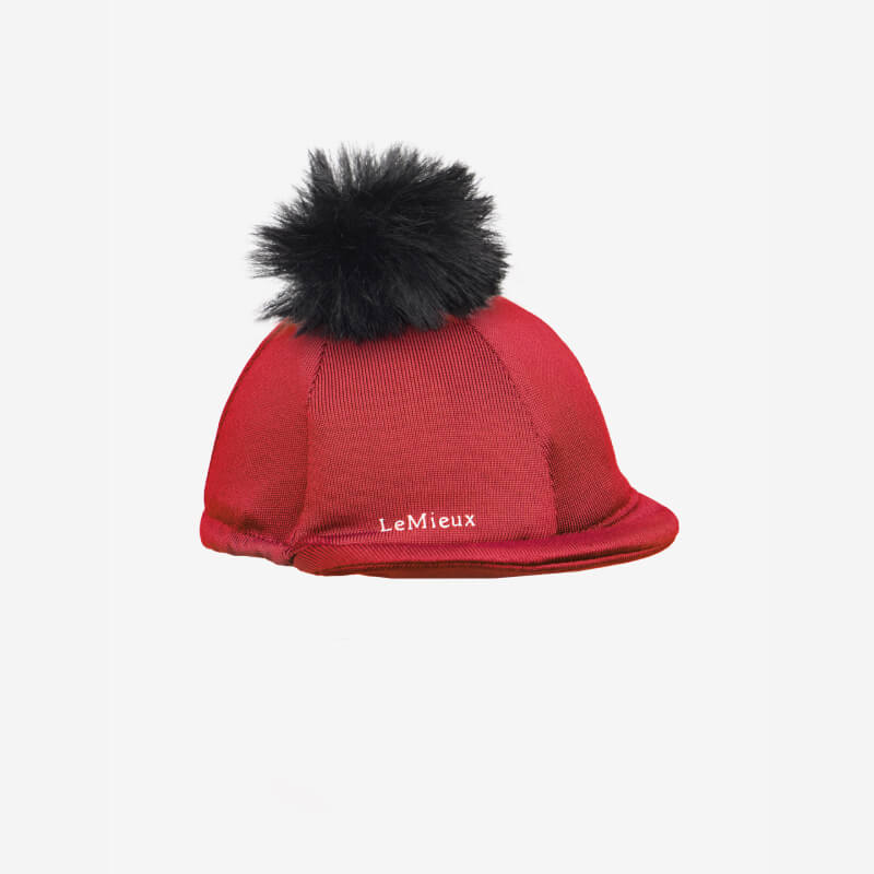 LeMieux Toy Rider Outfit Chilli—helmet cover with black pom-pom, perfect for toy ponies.