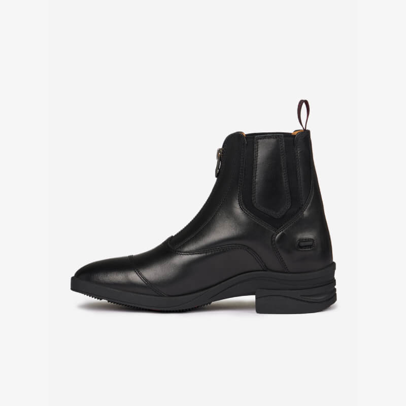 LeMieux Junior Zip Paddock Boot Black with side elastic panels and a low heel.