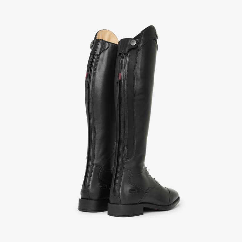 LeMieux Junior Field Riding Boot Black with back zippers, displayed on a white background.