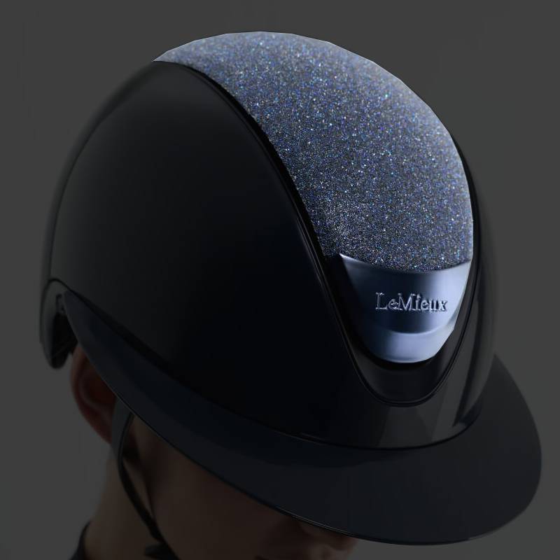 LeMieux Verv® helmet in black with Brilliance Navy magnetic top panel and LeMieux branding.
