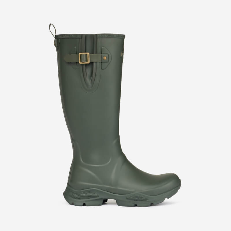 LeMieux Ultra Stride Wellington Boots Oak—tall, green wellies with side buckles.