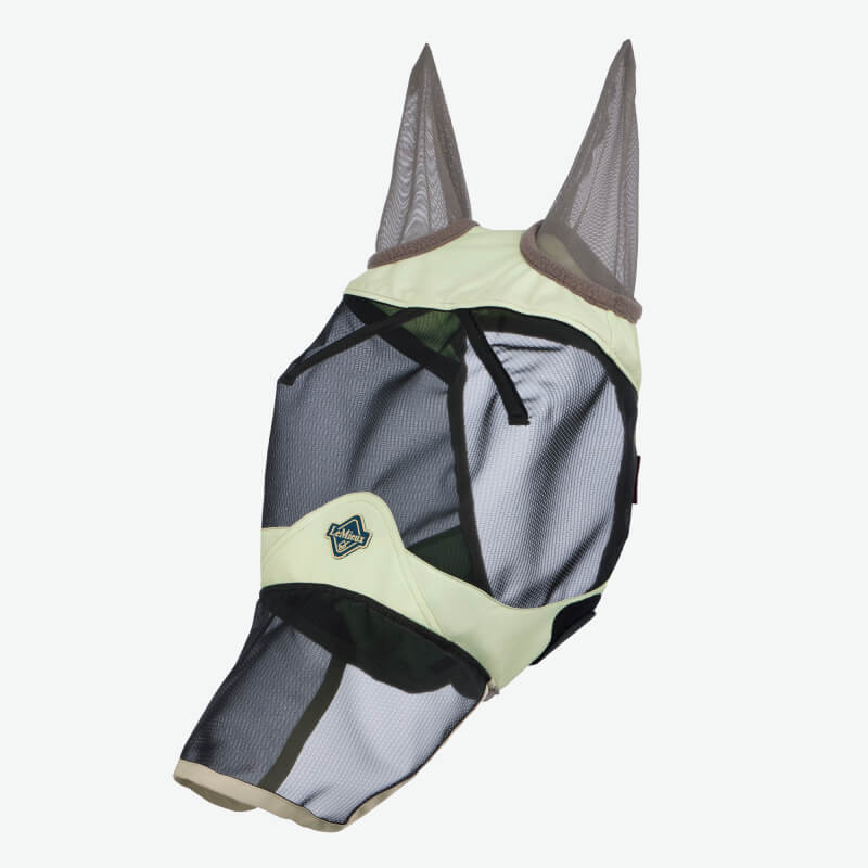 LeMieux Visor-Tek Full Fly Mask Macaron offers comfort, UV protection, and secure Velcro straps.