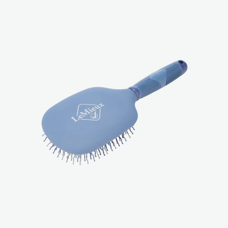 LeMieux Tangle Tidy Powder Blue detangling brush—ideal for horse grooming.