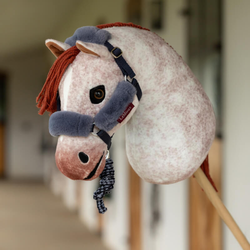 LeMieux Hobby Horse Comfort Headcollar & Leadrope Navy, fleece-lined, on white background.