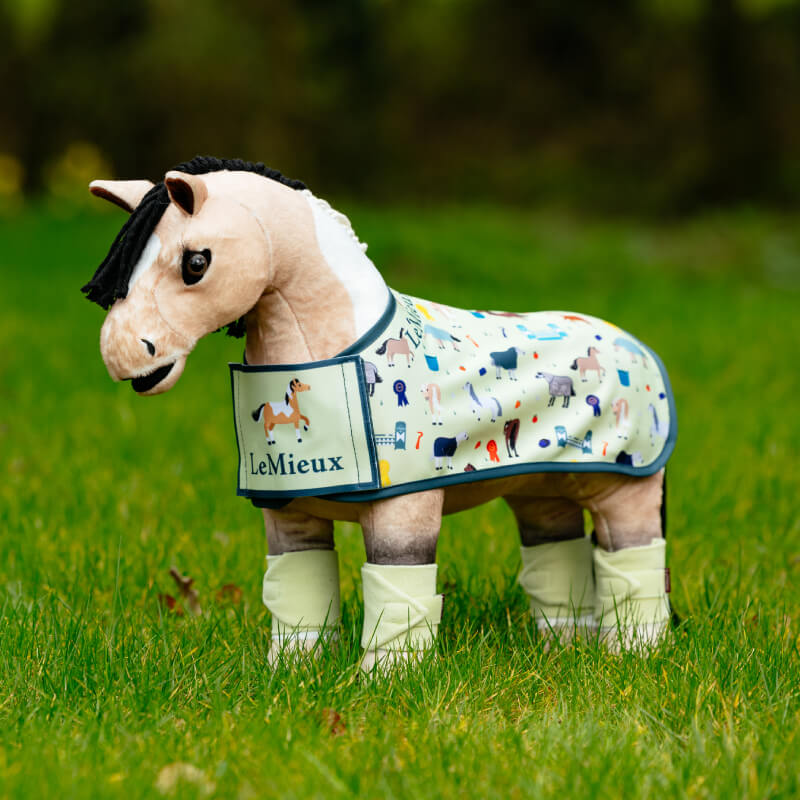 LeMieux Toy Pony Printed Rug Macaron and soft fleece mat, both by LeMieux, on white background.