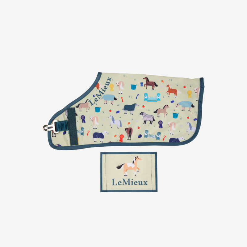 LeMieux Toy Pony Printed Rug Macaron and soft fleece mat, both by LeMieux, on white background.