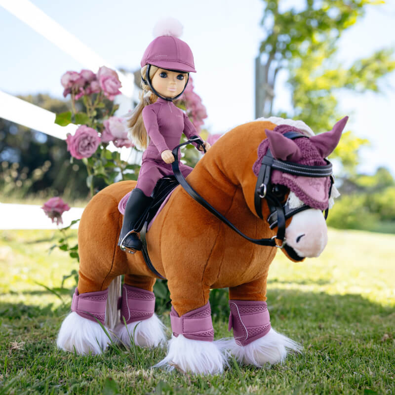 LeMieux Toy Rider Outfit Mallow: purple thermal long-sleeve top & pants set on white background.
