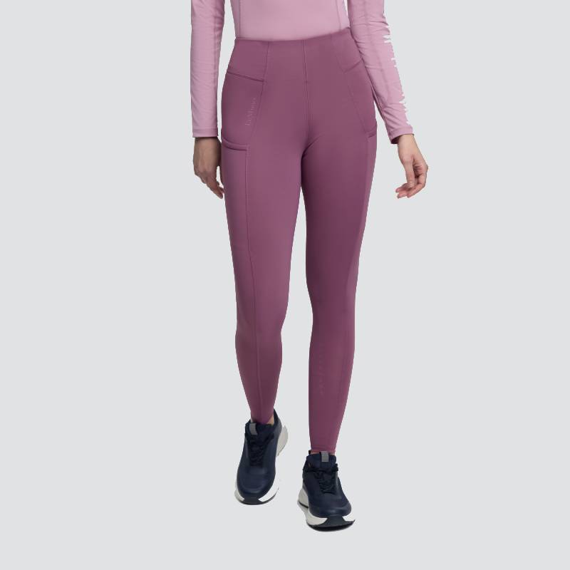 LeMieux Naomi Pull On Breech Mallow: high-waisted leggings with side pockets & grip detailing.