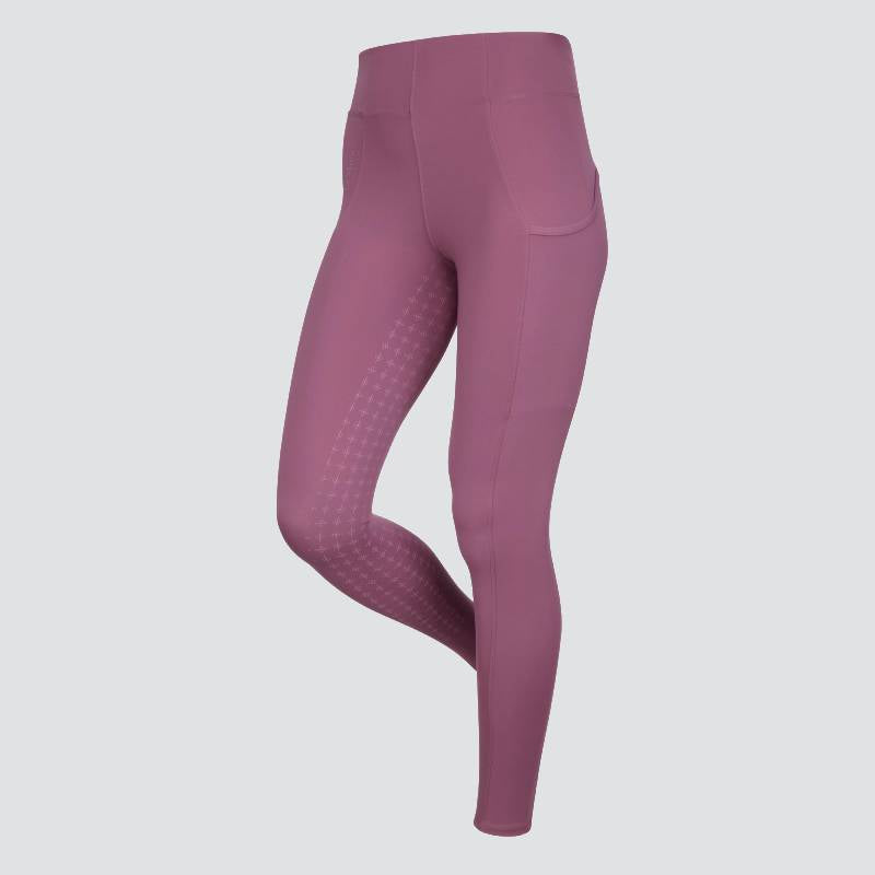 LeMieux Naomi Pull On Breech Mallow: high-waisted leggings with side pockets & grip detailing.
