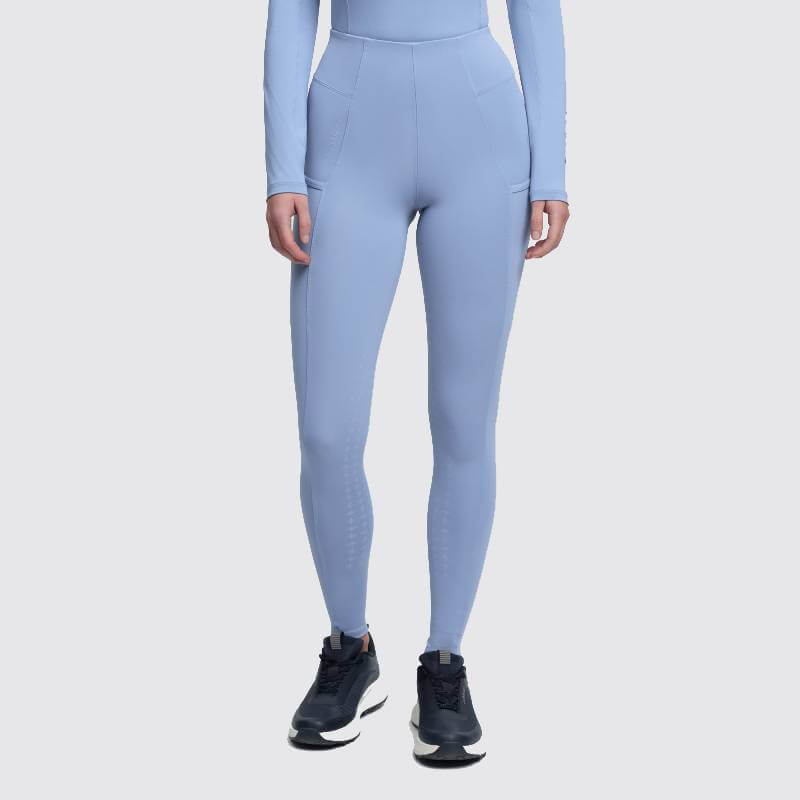 LeMieux Naomi Pull On Breech in powder blue, featuring side pockets on a plain background.