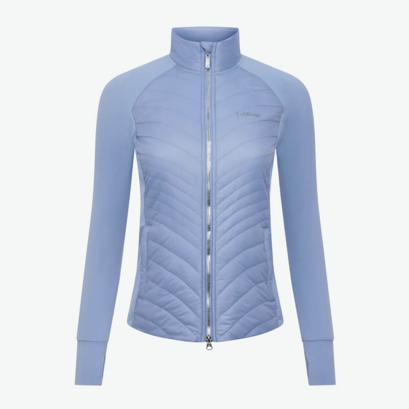 LeMieux Juliette Jacket Powder Blue: quilted equestrian jacket with lightweight insulation.