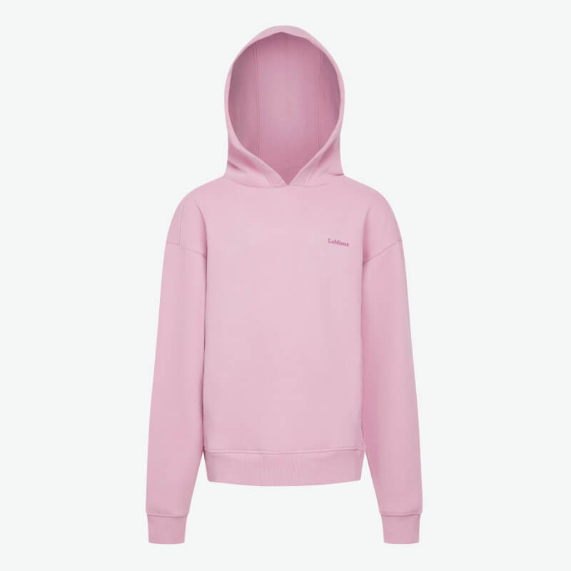 LeMieux Young Rider Sia Hoodie Fondant: Light pink hoodie with logo, long sleeves.