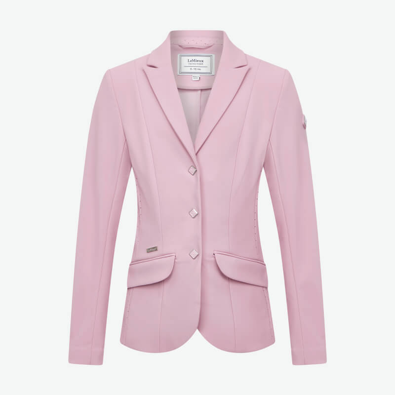 LeMieux Young Rider Kennedy Show Jacket Fondant, a light pink tailored blazer with notched lapel.