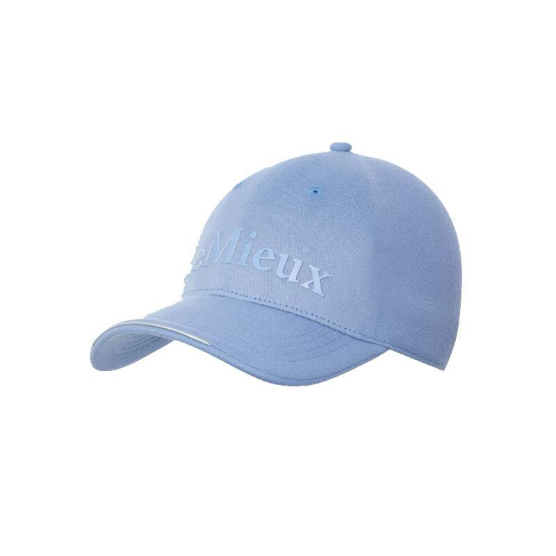 LeMieux Lara Cap Powder Blue, cotton twill, adjustable fit, subtle text. One size.