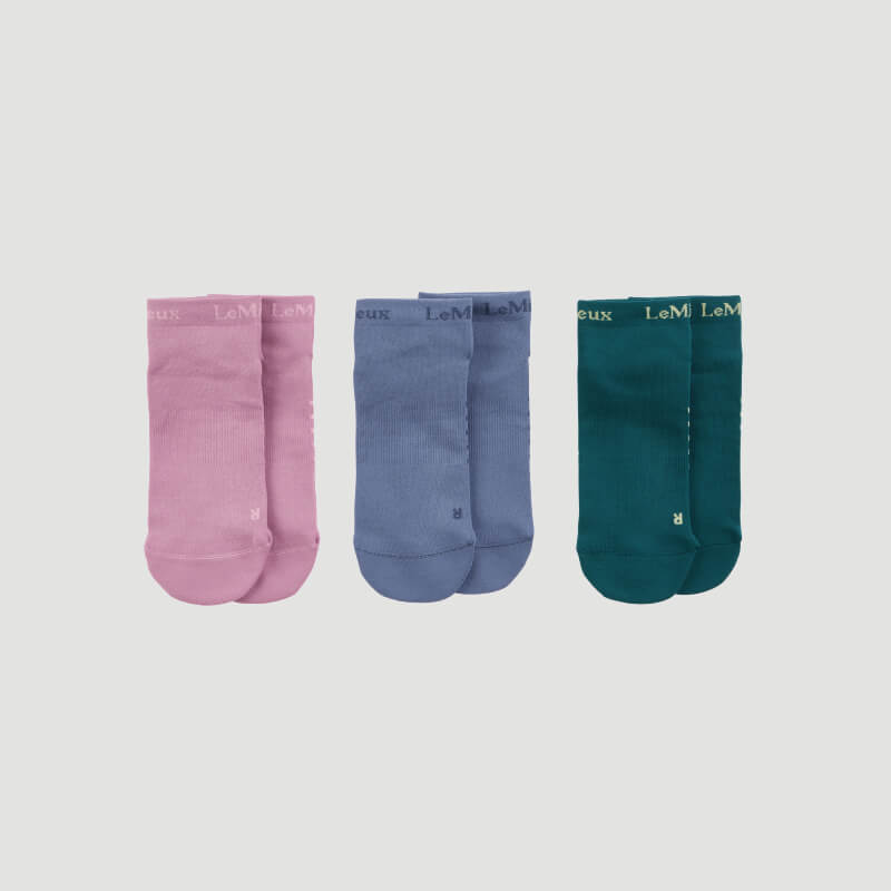 LeMieux Trainer Sock Multi 3pk—three colors on white by LeMieux.
