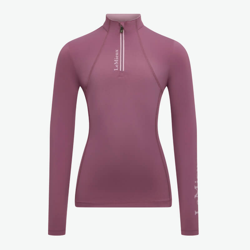 LeMieux Young Rider Classique Baselayer Mallow—ideal youth equestrian shirt with front zip.