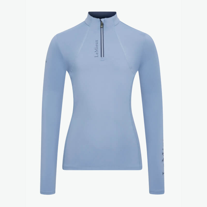 LeMieux Young Rider Classique Baselayer Powder Blue, long-sleeve technical riding shirt.