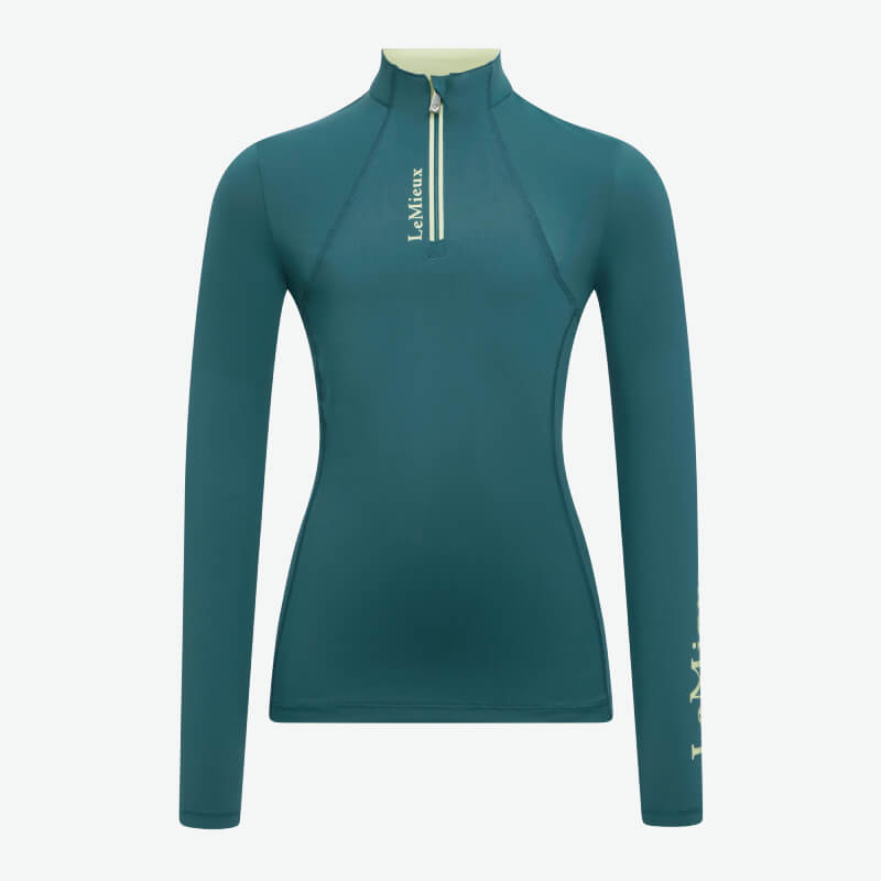 LeMieux Young Rider Classique Baselayer Jungle—perfect half-zip equestrian top for kids.
