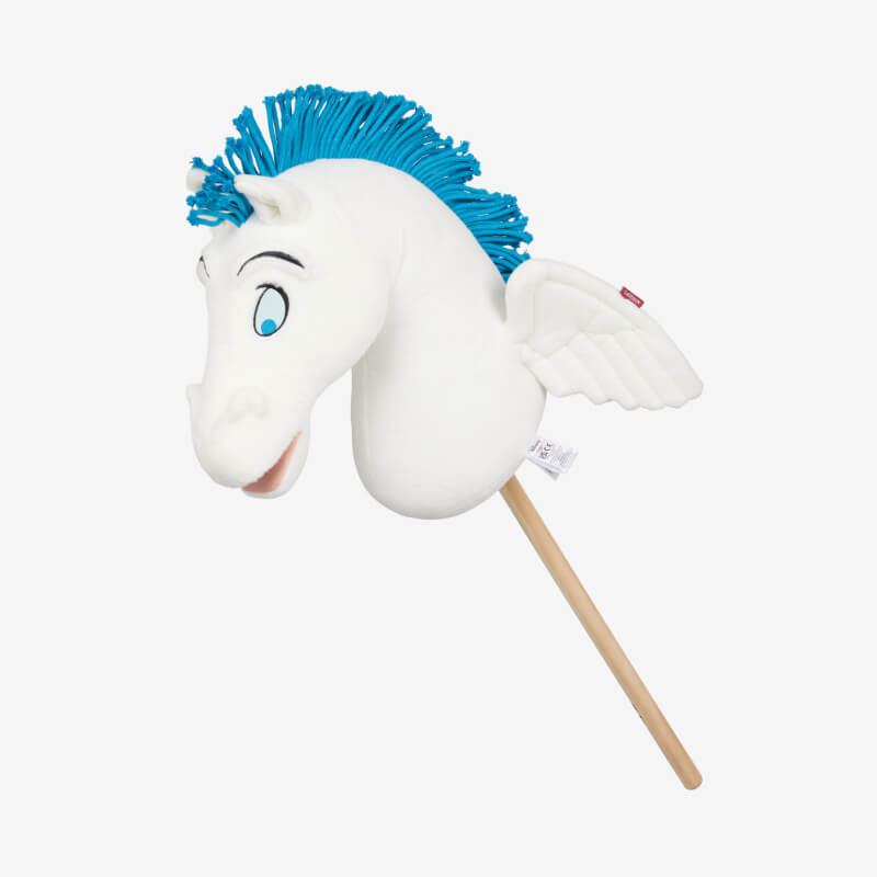 LeMieux Disney Hobby Horse Pegasus with white wings, blue mane, and Disney Hercules logo.