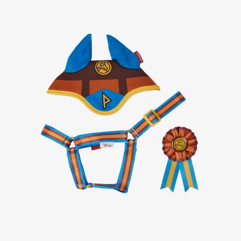 LeMieux Disney Hobby Horse Accessories Set Pegasus with harness, hat, and ribbon award.