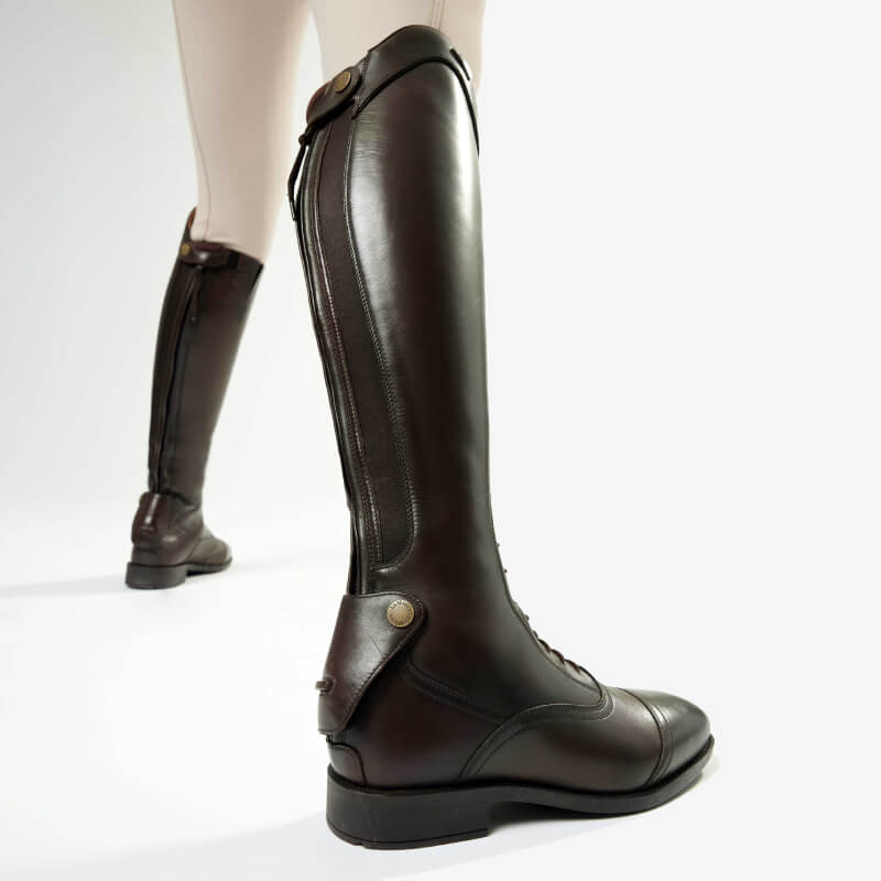 Close-up of LeMieux Field Riding Boot Brown Regular/Full made from premium full grain leather.