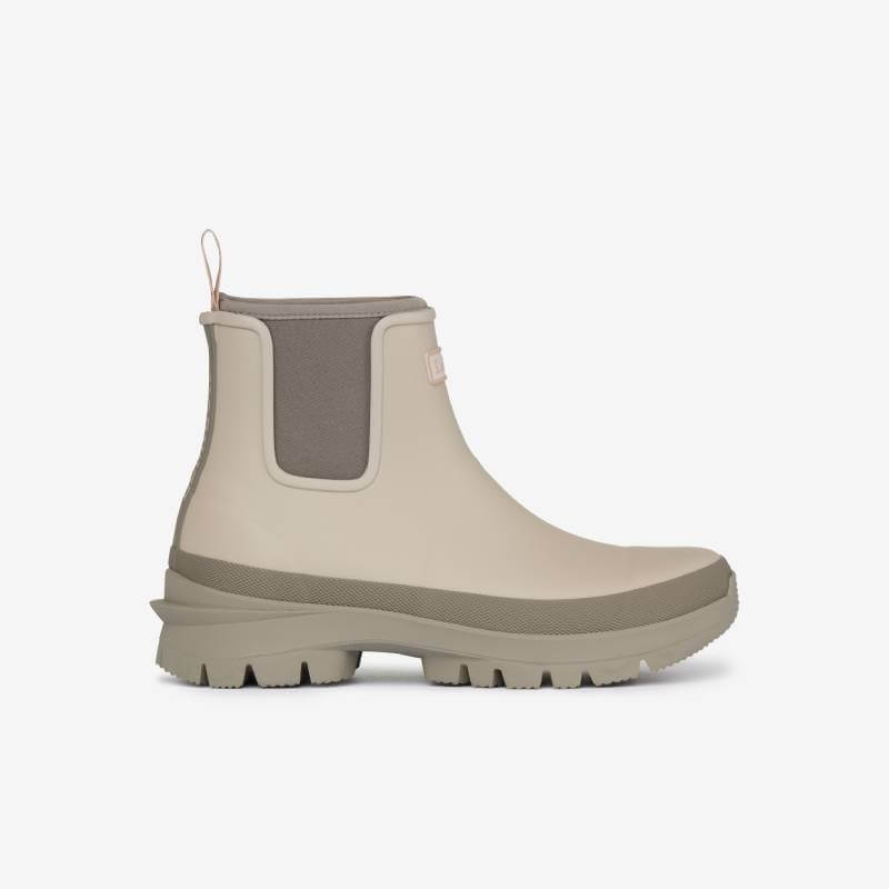 LeMieux Bramshaw Chelsea Welly Stone boots with gray soles and pull tabs, shown side by side.