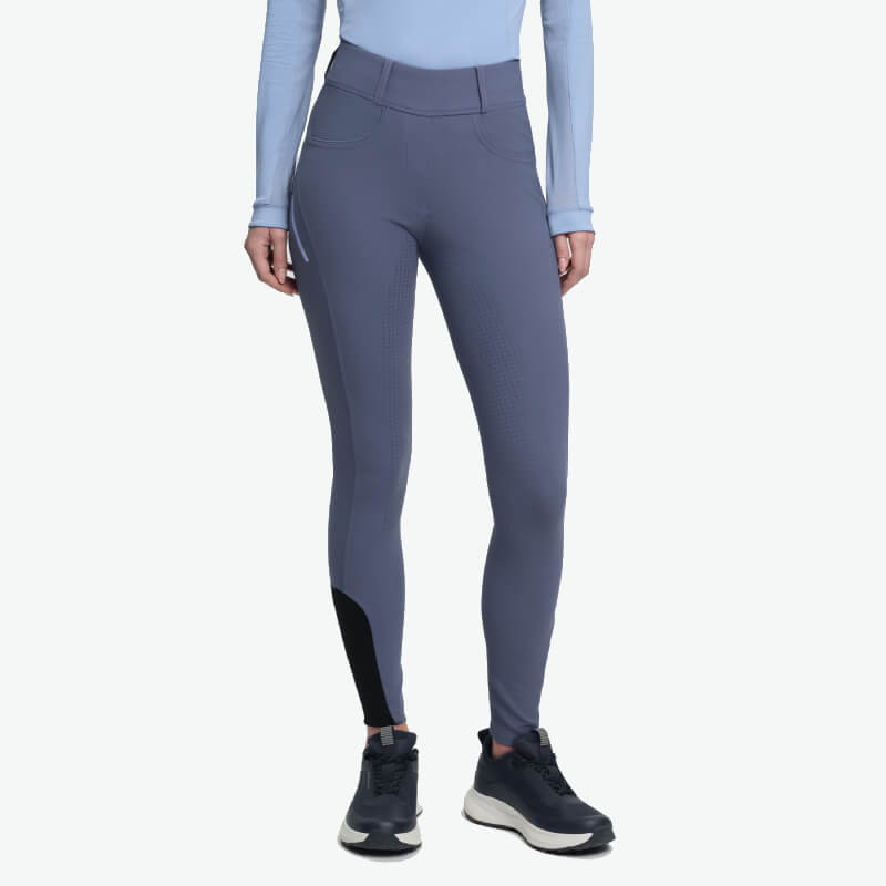 LeMieux Amy Bregging Shadow: gray breech-leggings, silicone seat, pocket, black ankle patches.