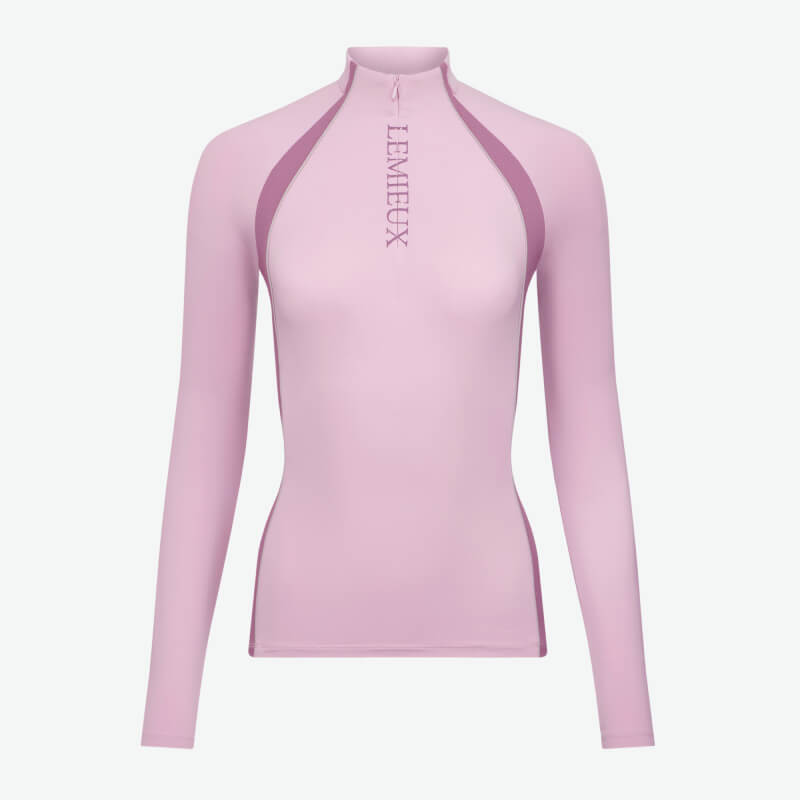 LeMieux Philippa Mesh Baselayer Fondant, light pink with LEMIEUX on the front center.