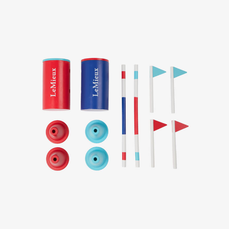 LeMieux Toy Pony Course Builder Set: 2 barrels, 4 poles, wheels & flags for creative play.