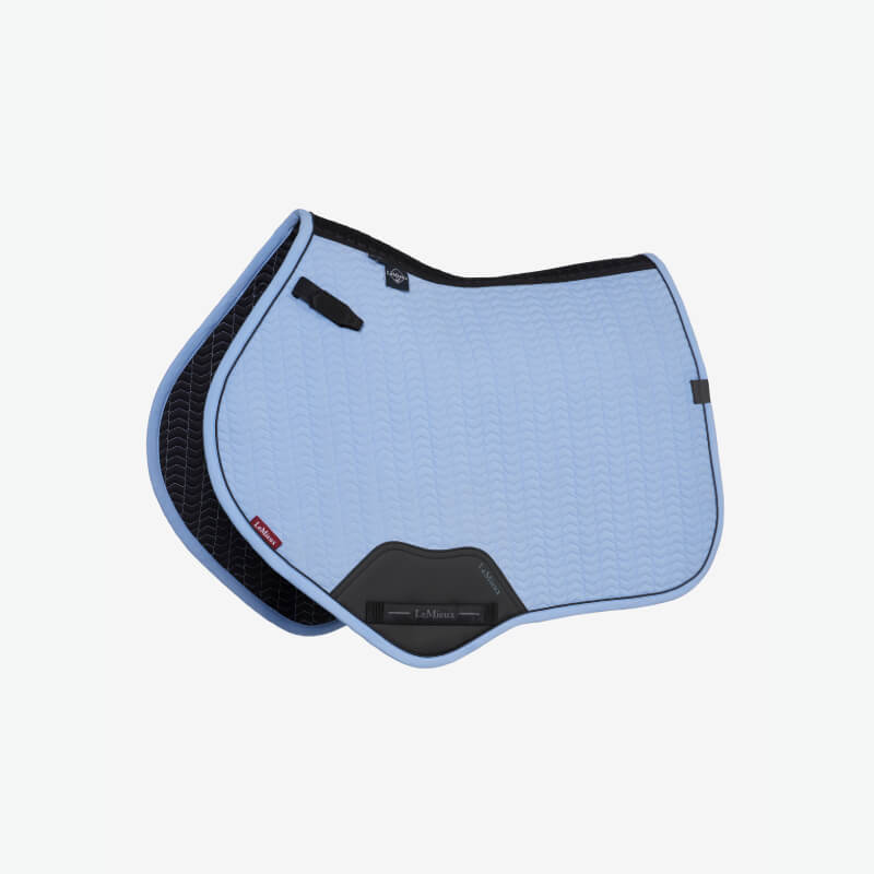 LeMieux Essence Close Contact Square Powder Blue saddle pad with advanced cooling technology.