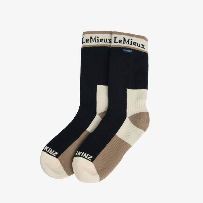 LeMieux x Sealskinz Waterproof Socks in Black with branded cuff and bamboo lining.