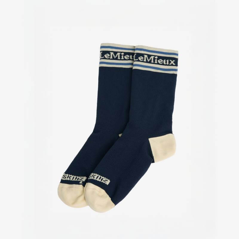LeMieux x Sealskinz Navy Anti-Blister Socks with moisture-wicking, perfect for riding.