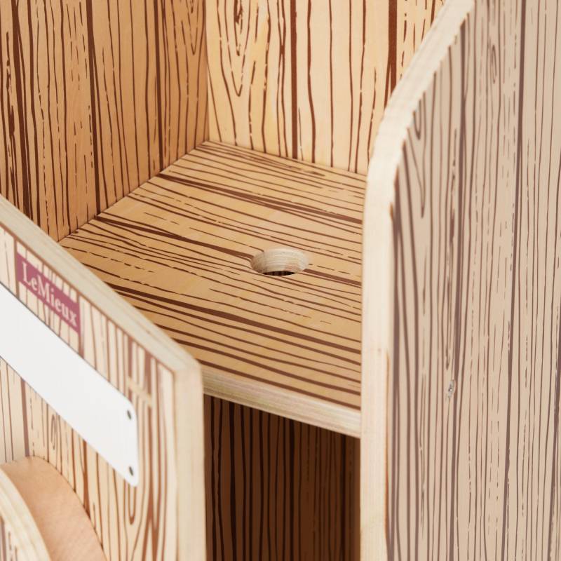 LeMieux Hobby Horse Stable: wooden box with circular hole, ideal for creative play.