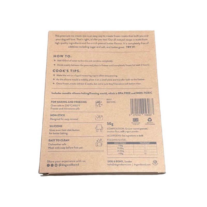 Dog & Bond Ice Cream Mix Kit with 4 paw-shaped molds visible in the packaging window.