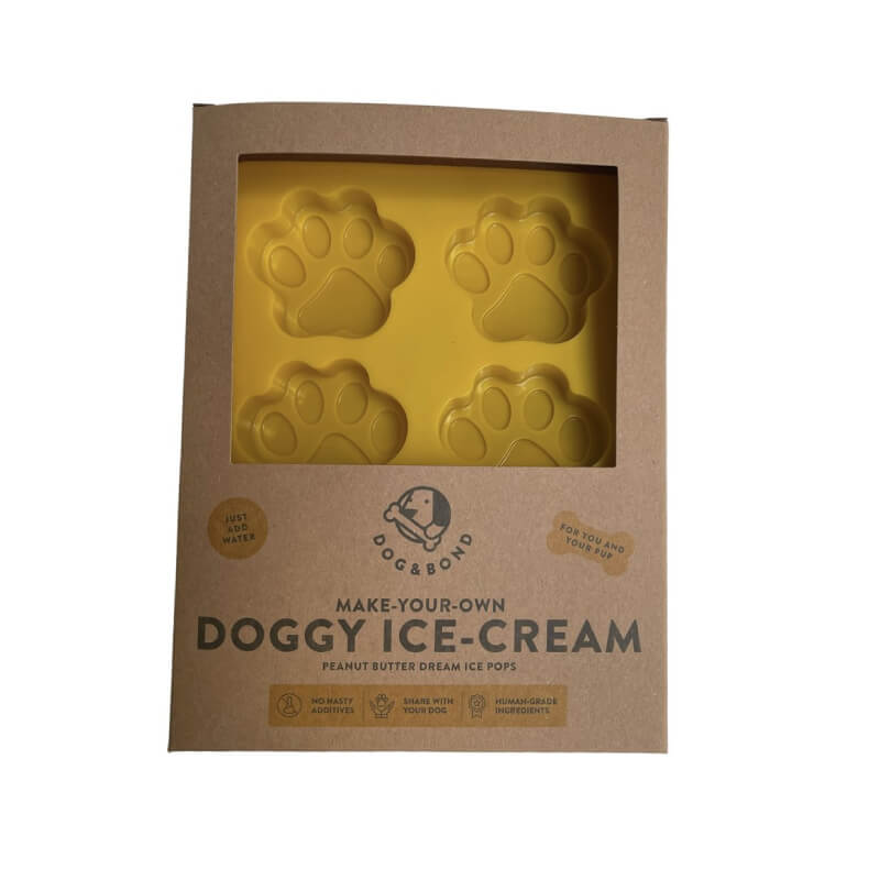 Dog & Bond Ice Cream Mix Kit with 4 paw-shaped molds visible in the packaging window.