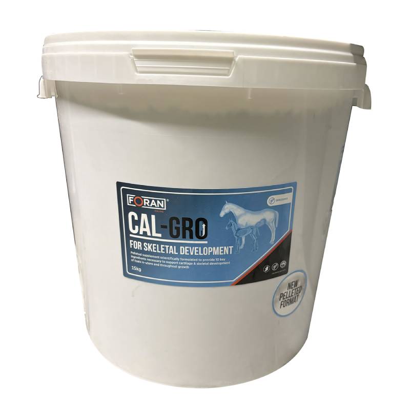 Foran Equine Cal-Gro Pellets support bone growth and broodmare nutrition in horses.