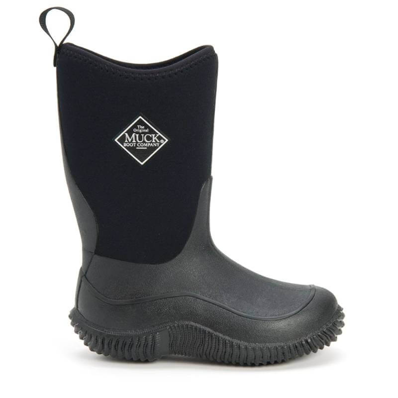Muckboot Kids Hale Black: waterproof kids' boot with neoprene lining and textured sole.