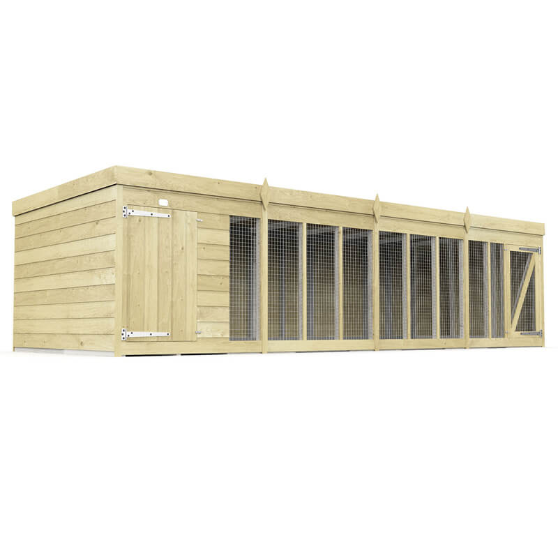 DIY Sheds Dog Kennel and Run 4ft: sturdy wood frame, wire mesh, two doors.