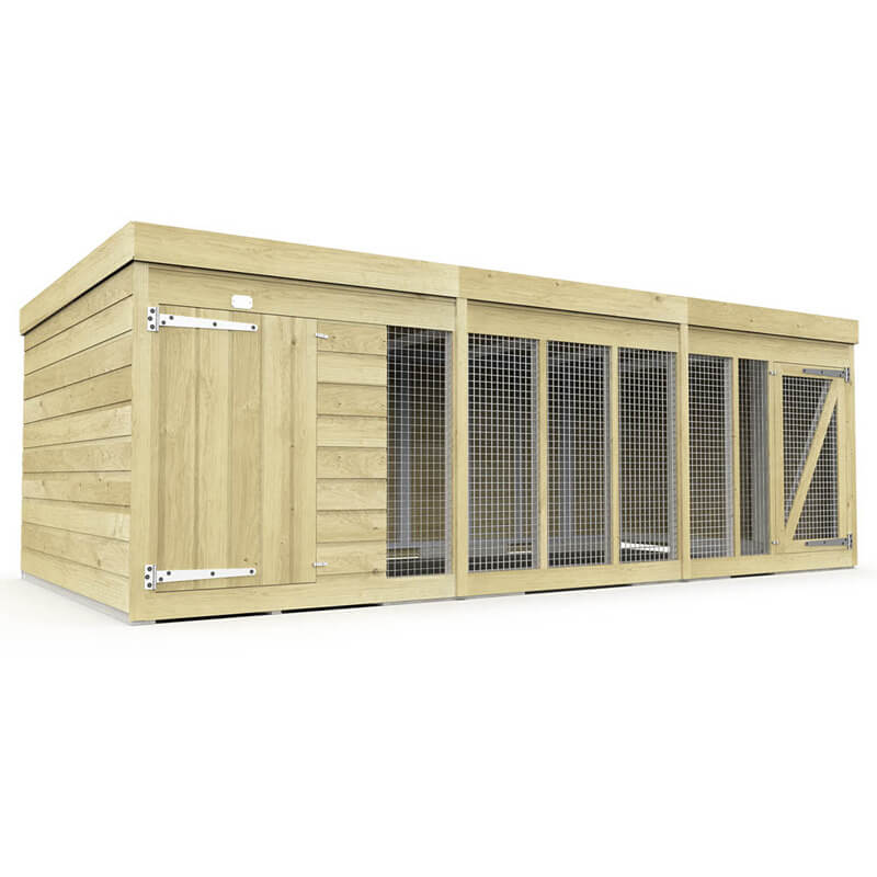DIY Sheds Dog Kennel and Run 6ft—mesh panels, doors both ends; ideal outdoor dog shelter.