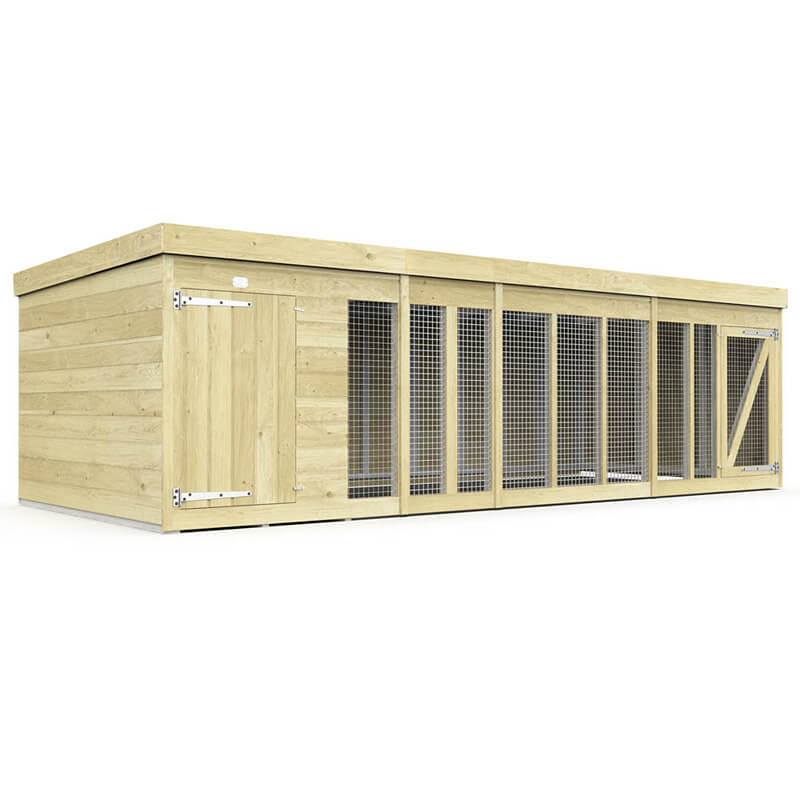 DIY Sheds Dog Kennel and Run 6ft features mesh panels and solid doors at both ends for outdoors.