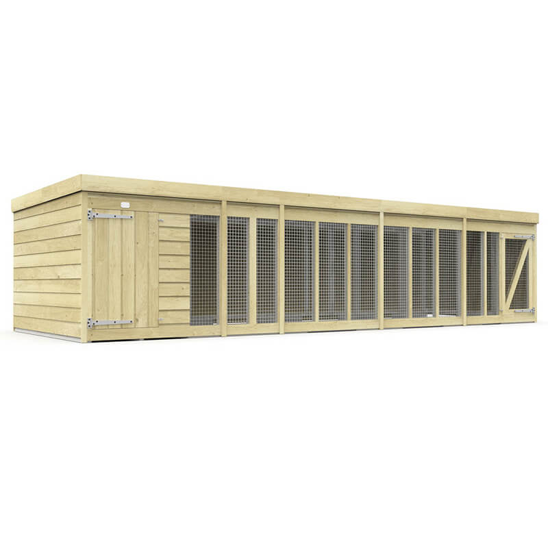 DIY Sheds Dog Kennel and Run 6ft with mesh doors and secure entry, front view shown.