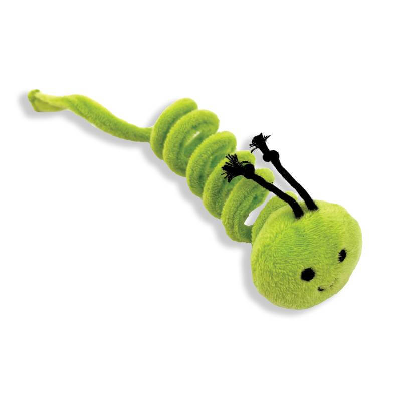 Tabby Patch Happy Pet Caterpillar 2pk catnip toys with spiral bodies for interactive fun.