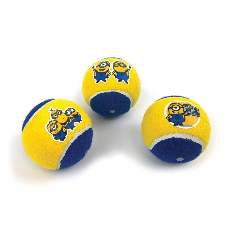Happy Pet Minion® Squeaky Tennis Balls 3pk—fun fetch toy set for your dog.