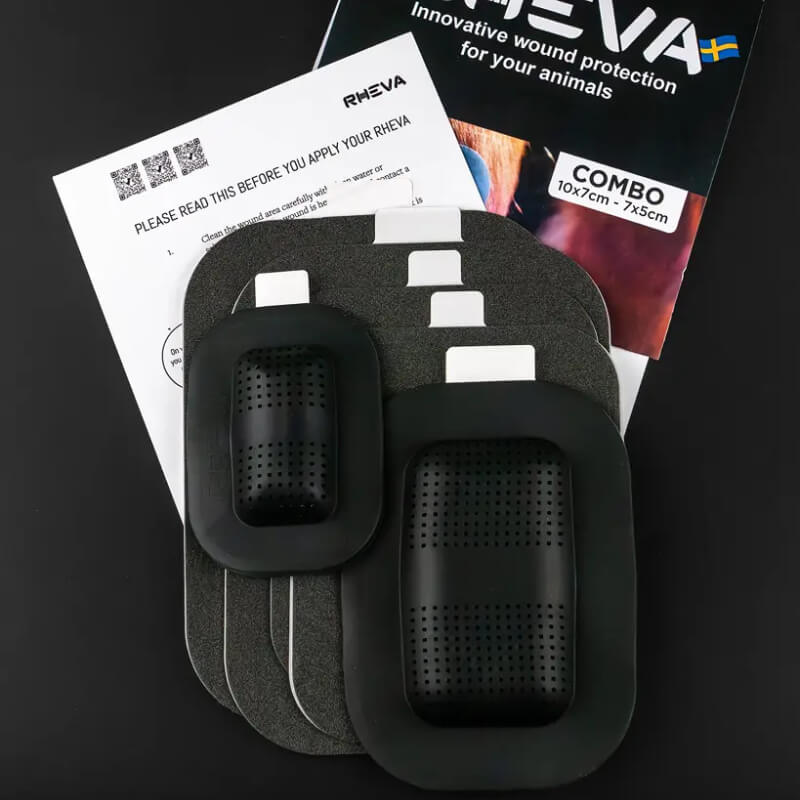 Rheva Wound Protection Combo (Small & Large) by Rheva in black and white packaging.