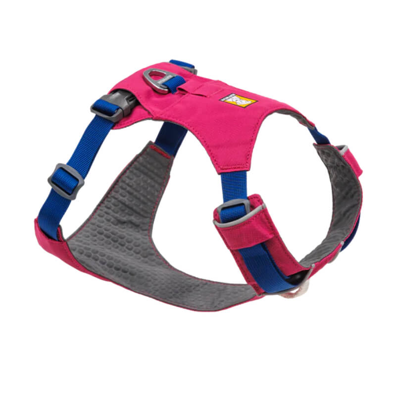 Ruffwear Hi & Light Harness in Alpenglow Pink: reflective, adjustable, and lightweight padded design.