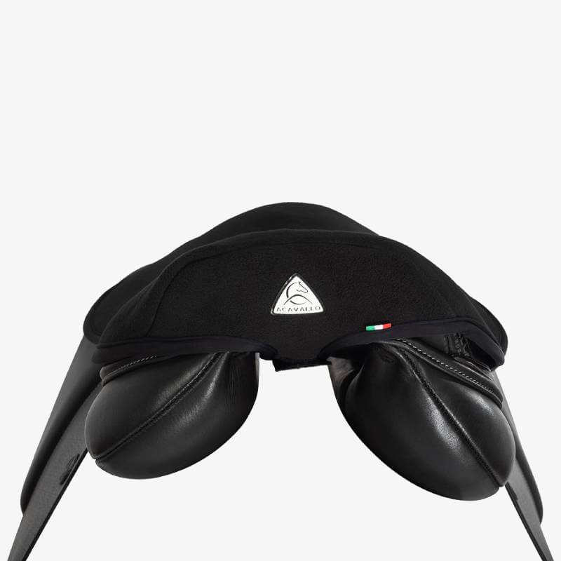 Acavallo Gel In Seat Saver, black with shock absorption and a small Italian flag on the front.