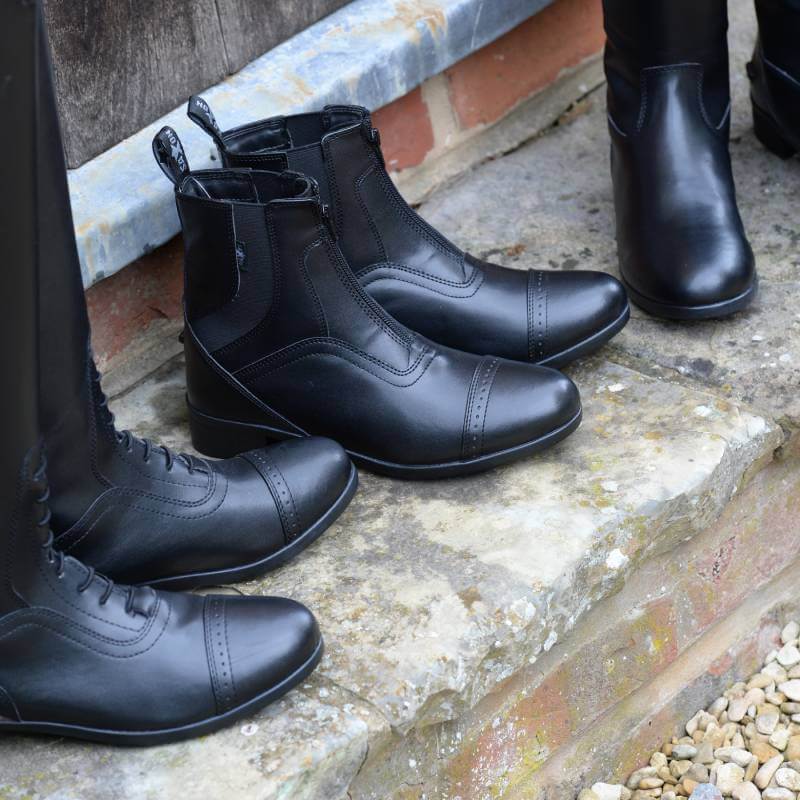 Saxon Syntovia Tall Dress Boots, black wide short, low heel synthetic leather.