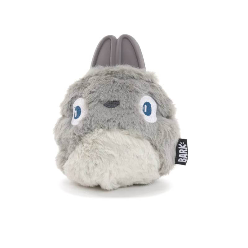 BARK Hare Raiser Dog Toy: plush gray & white, big eyes, bunny ears, and BARK tag.